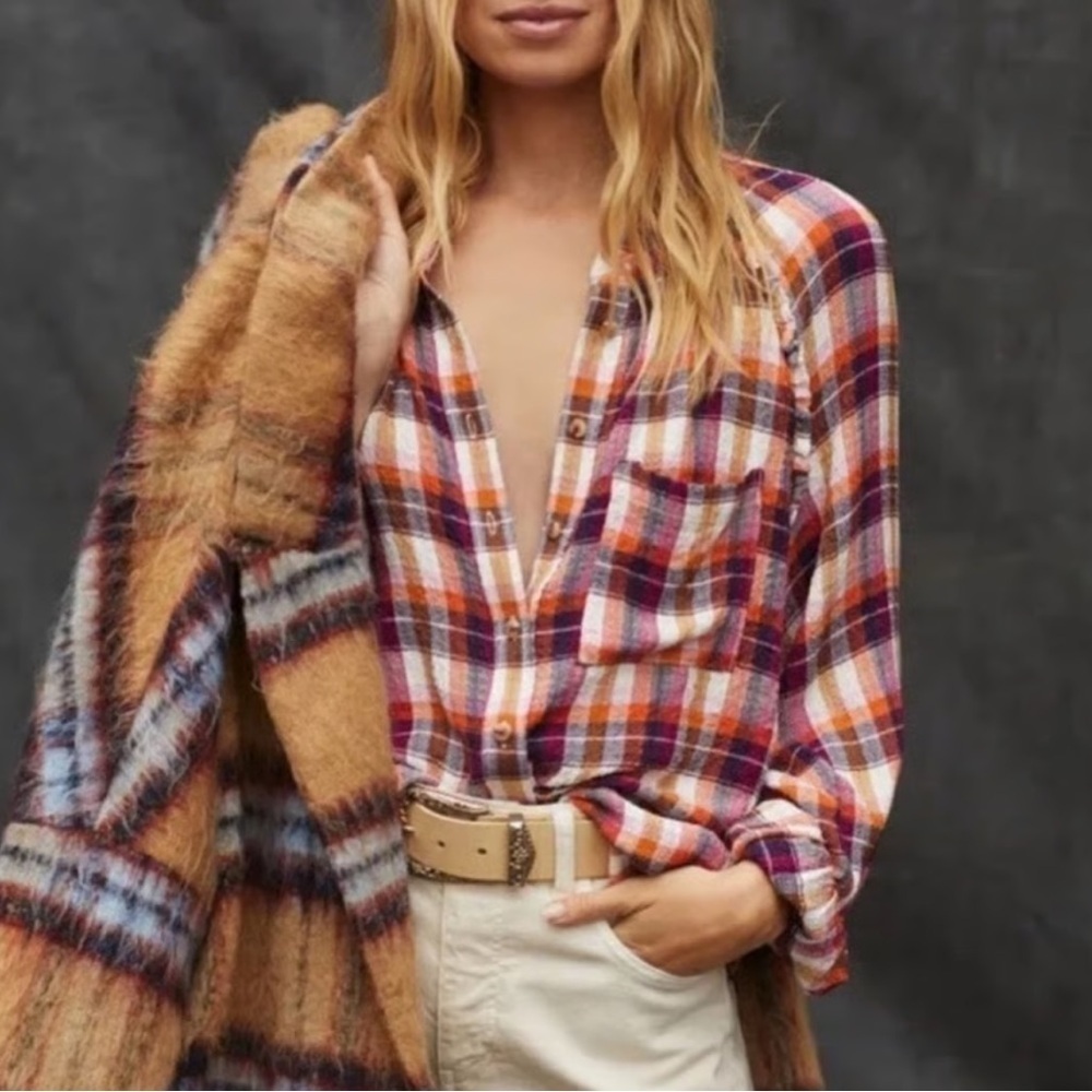 Pilcro  For Anthropologie Multicolor Plaid Shirt